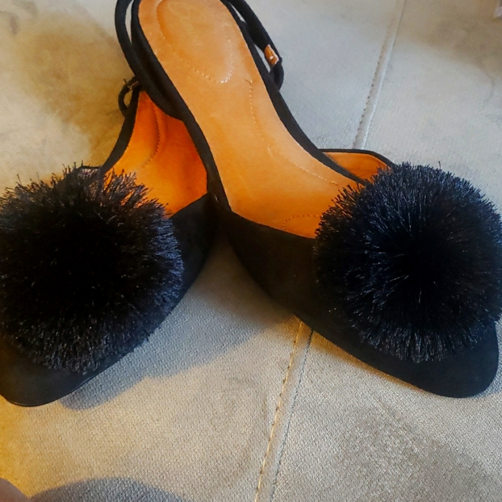 NEW  Black Suede Sling Back Flats